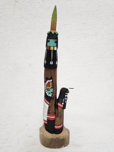 Native American Hopi Carved Longhair Kachina Sculpture (Katsina Sculpture)