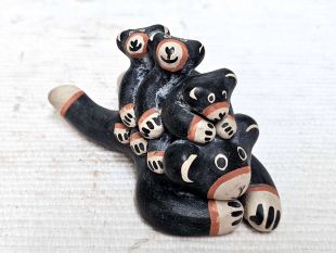 Native American Cochiti Made Storyteller Bear with Three Cubs--Vintage
