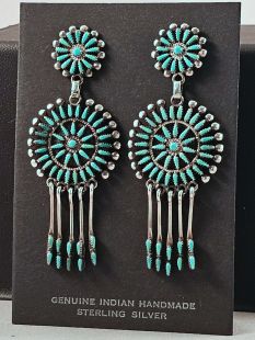 Native American Zuni Made Earrings with Turquoise--Vintage