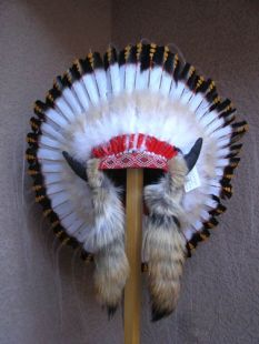 Warbonnet Small Brown Blue Swan Indian Hat Headdress Bilabong Native American 