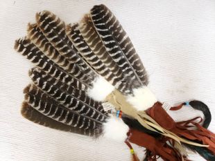 Native American Made Prayer Fan with Flat Handle and Fringe