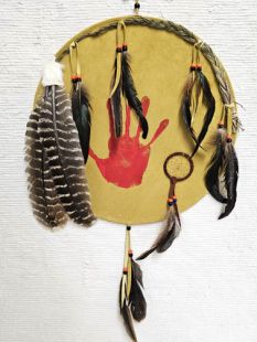 Native American Made Ceremonial Shield with Handprint