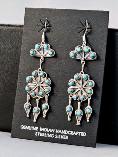 Native American Navajo Made Chandelier Earrings with Turquoise