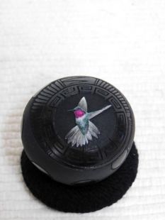 Native American Navajo Handbuilt Handetched and Handpainted Miniature Seed Pot with Hummingbird