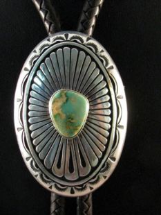 Native American Navajo Made Bolo with Turquoise 