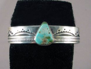 Native American Navajo Made Cuff Bracelet with Turquoise