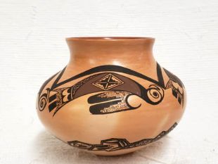 Native American Hopi Handbuilt and Handpainted Traditional Pot with Parrots