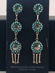 VIntage Native American Zuni Made Earrings with Turquoise