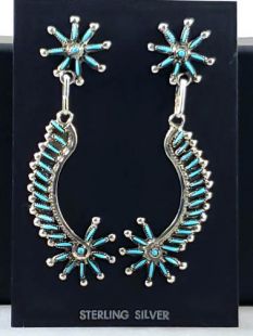 Native American Zuni Made Earrings with Turquoise 