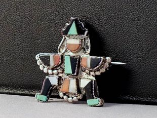 Vintage Native American Zuni Made Knifewing Pin 