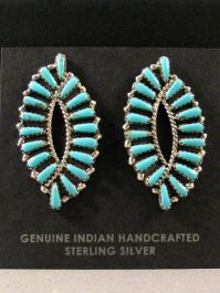 Handmade American Native Indian Turquoise Earrings Item w#1112
