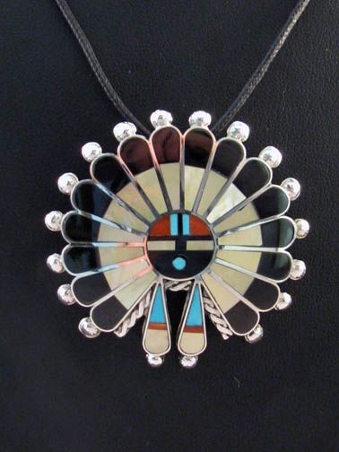 Zuni Sun Face Pendant Necklace