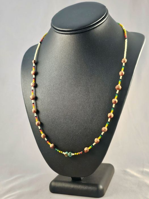 Native American Navajo Made Turquoise, Glass and Ghost Bead