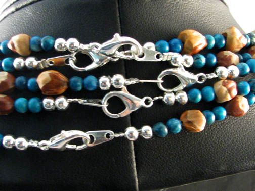 American Indian Navajo Ghost Beads Juniper White Turquoise BEAR 20" Necklace 