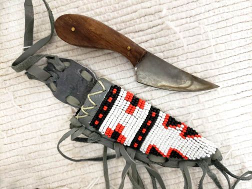 Native American K'iche' Maya Made Lakota Designed Beaded Knife Sheaths at  Kachina House
