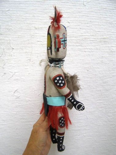 Hopi Konin Supi Kachina / Katsina Doll with shield and feathers