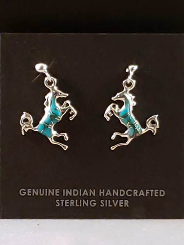 Pretty Native American Navajo Sterling Silver Horse Earrings Pretty Native American Navajo Sterling Silver Horse Earrings