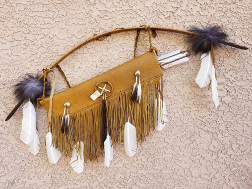 Native American Made Bow and Quiver with Arrows at Kachina House