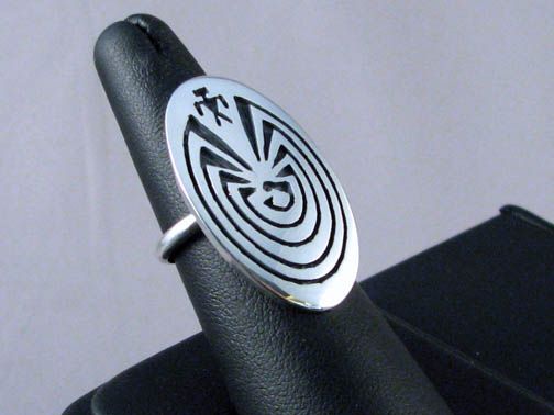 Handmade Navajo Overlaid Silver Man in the Maze Cuff 31350