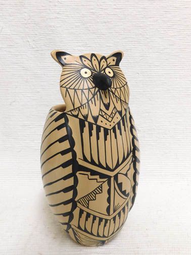 Native American Jemez Handbuilt and Handpainted Owl Effigy