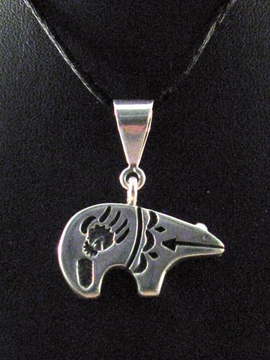 Details about   Navajo Sterling Silver Large Bear Pendant w Cross Native American Chimney Butte 