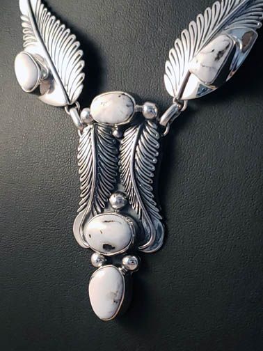 Native American Navajo Made Necklace with White Buffalo Turquoise