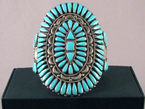 Sterling Silver Zuni Turquoise and Coral Inlay Sunface Bracelet -  PuebloDirect.com