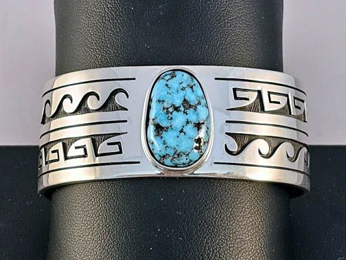 Native American Hopi Silver Overlay Cuff Bracelet