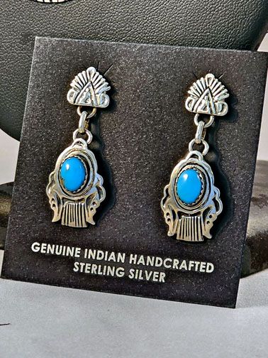 Native American Navajo Made Necklace and Earrings Set with Royston