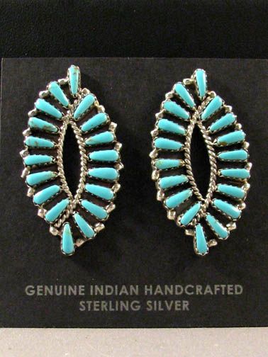 Details about   Navajo Sterling Silver Turquoise Stud Earrings 