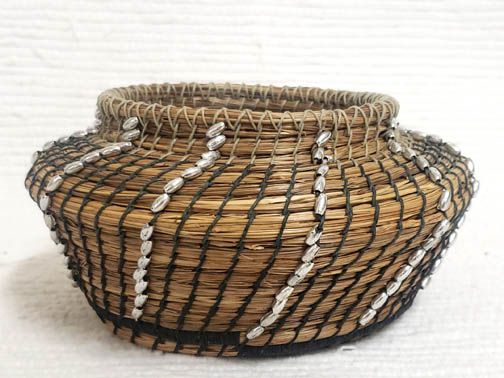 Native American Chippewa Made Basket--Silver Stairs