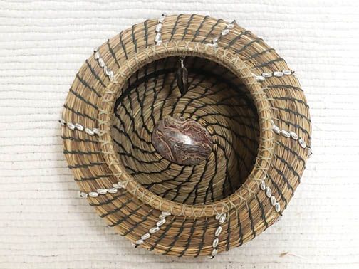 Native American Chippewa Made Basket--Silver Stairs--at