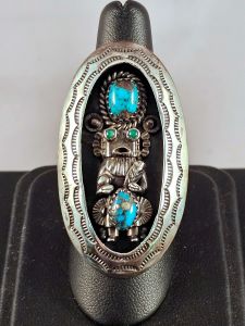 Native American Navajo Made Ring with Turquoise--Vintage