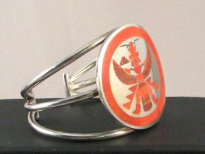 Native American Zuni Made Cuff Bracelet with Coral