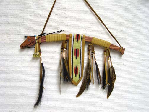 Red Native American Made Horse Spirit Dance Stick Red Native American Horse Spirit Dance Stick