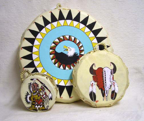 Native American Made Painted Drums Native American Painted Drums
