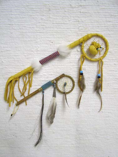 Native American Made Dreamcatcher Mini Coup Stick Native American Mini Coup Stick
