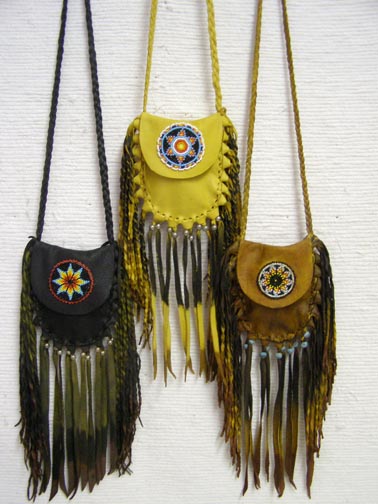 Native American Made Fancy Fringed Medicine Bags Native American Fancy Fringed Medicine Bags